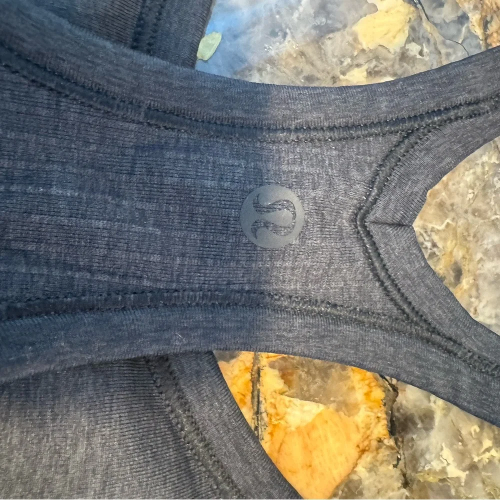 lululemon athletica Charcoal Racerback Tank Top with built in bra - Picture 2 of 3